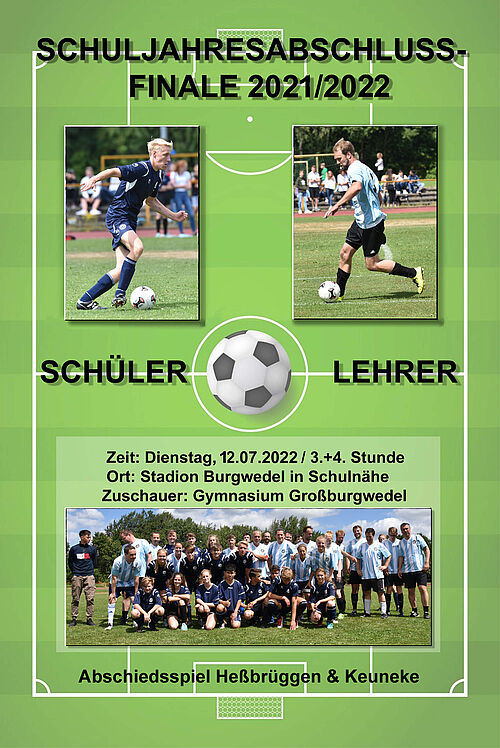Plakat zum Fußballspiel Lehrer gegen Schüler 2022