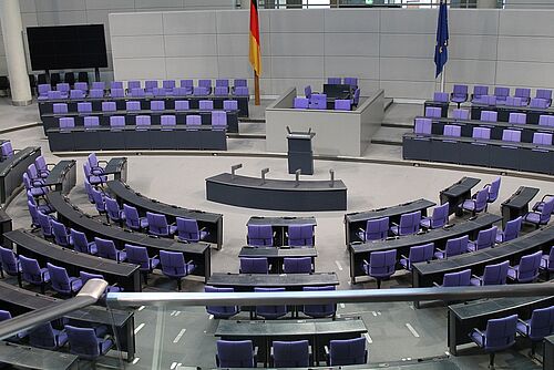 Plenarsaal des Bundestags in Berlin